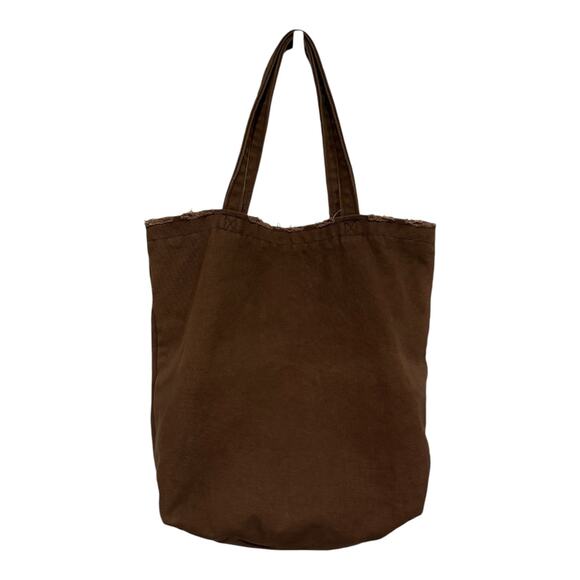 Urban Outfitters Smile Patch Distressed Canvas Brown Tote Bag - Picture 6 of 12